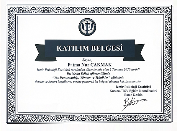 Uzman Psikolojik Danışman Fatma Nur UÇARAL ÇAKMAK