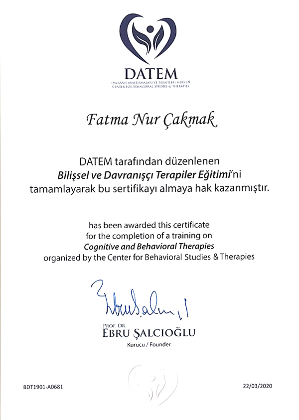 Uzman Psikolojik Danışman Fatma Nur UÇARAL ÇAKMAK