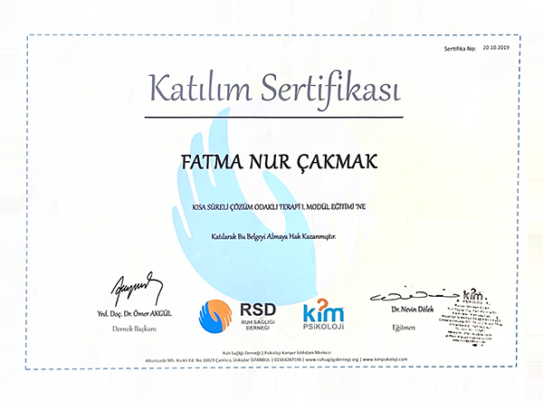 Uzman Psikolojik Danışman Fatma Nur UÇARAL ÇAKMAK