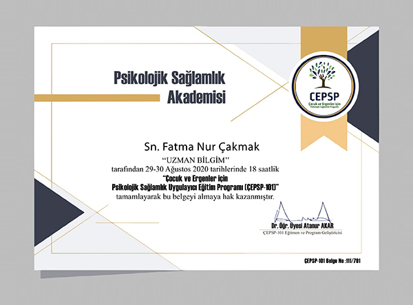 Uzman Psikolojik Danışman Fatma Nur UÇARAL ÇAKMAK
