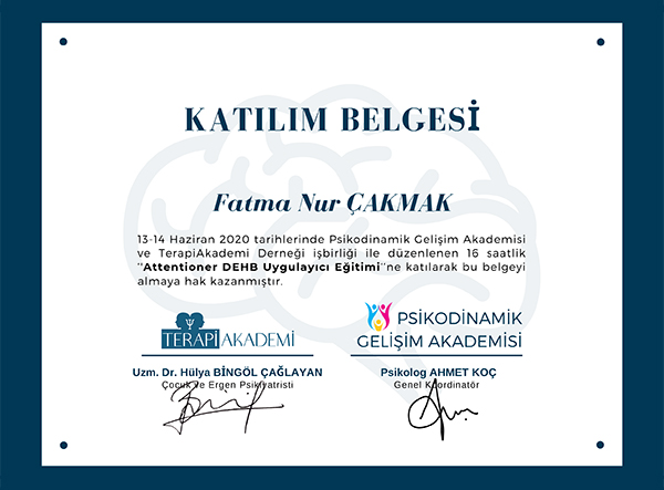 Uzman Psikolojik Danışman Fatma Nur UÇARAL ÇAKMAK