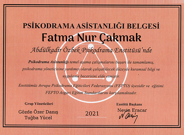 Uzman Psikolojik Danışman Fatma Nur UÇARAL ÇAKMAK
